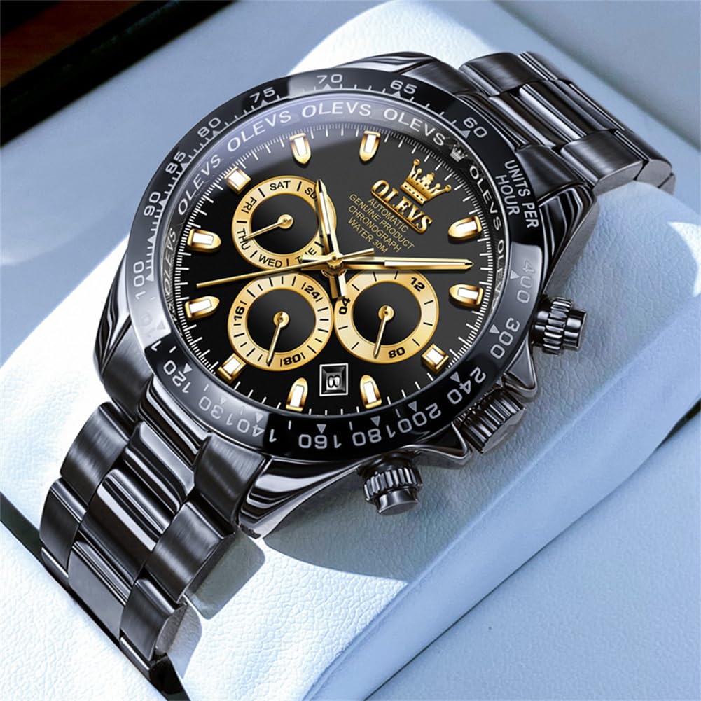 OLEVS Watch Automatic Arm Watch Black Популярные часы Automatic Belt 3 ATM Водонепроницаемые Светящиеся Календарь Дата Скелетон Мода Черный Мужские Мужские