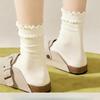 Female Autumn Style Pure Cotton Fungus Border Deodorizing Antibacterial Boneless Tube Stack Socks