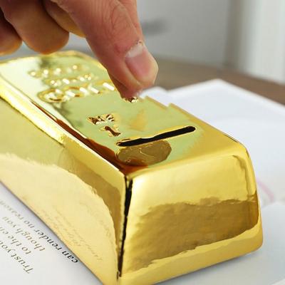 Креативный Искусственный Слиток Золота Декоративный Золотой Кирпич Копилка Монетная Копилка Свинья Кошелек для Монет
