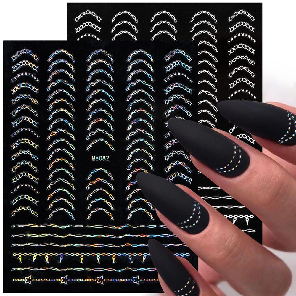 Маникюрные аксессуары, полосатая лента, кривые слайдеры для ногтей, 3D наклейки для ногтей, полосатые линии, наклейки для ногтей