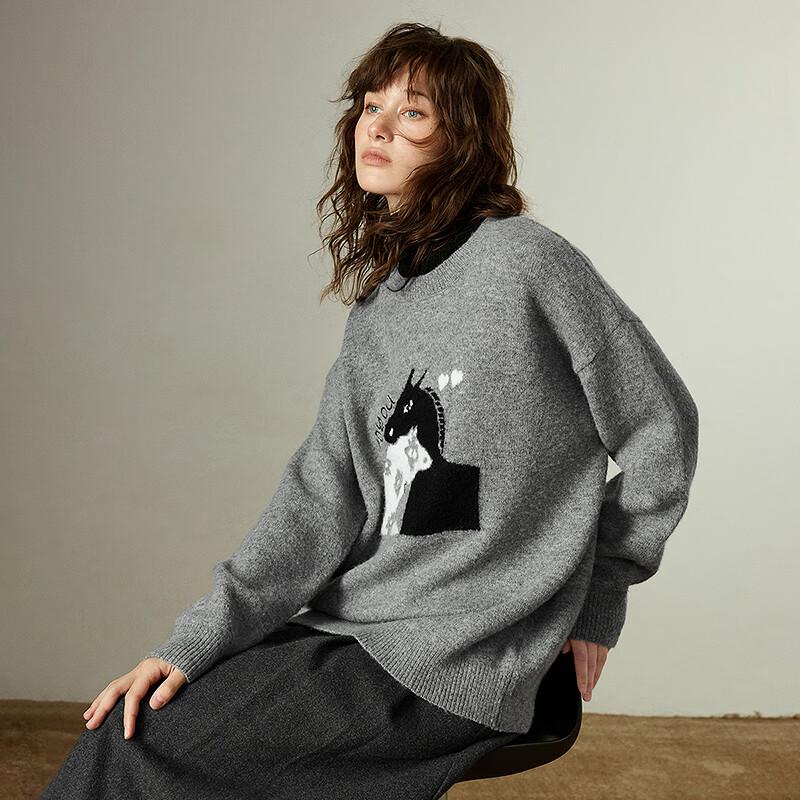 Chuyu Women's Jacquard Knit Wool Blend Sweater