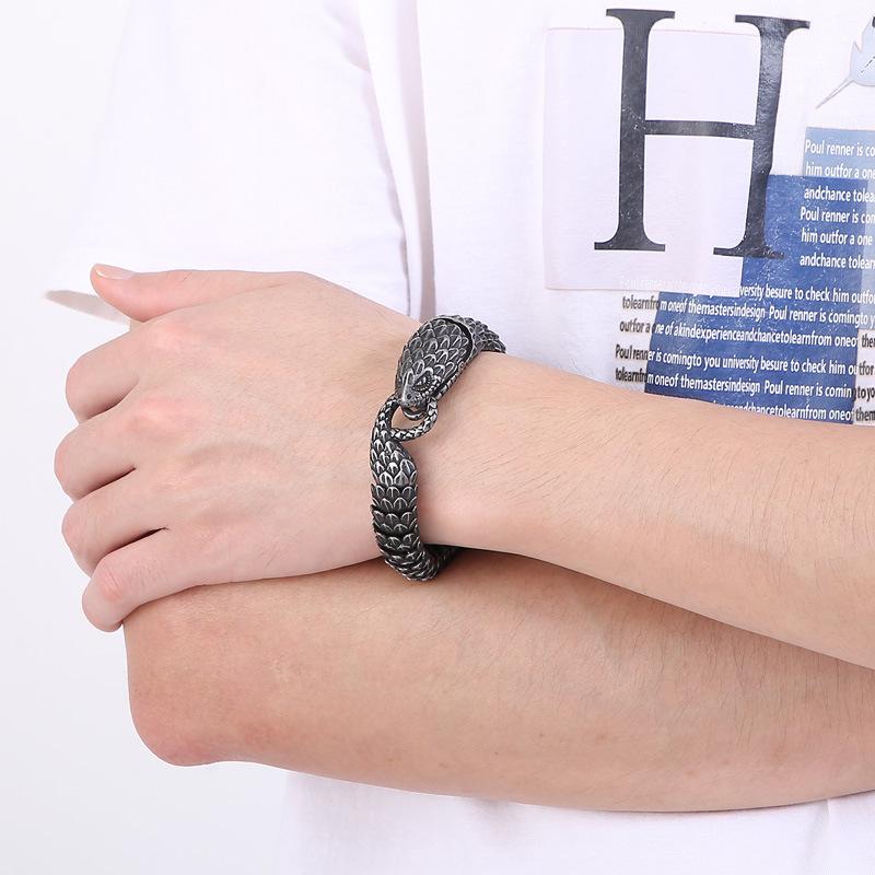 Европейский и американский ретро-индивидуальный дизайн, мужской браслет из титановой стали с духом змеи