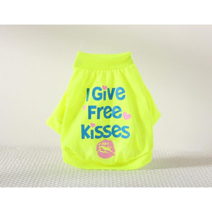 Dog T-Shirts for Small Dogs Girl Free Kisses Cotton Sleeve T Shirts for Puppy Girls, Medium