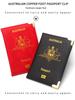 Australia Passport Holder: Slim Leather with Copper Details and Ticket Pocket