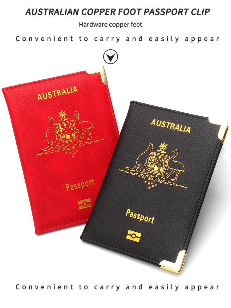 Australia Passport Holder: Slim Leather with Copper Details and Ticket Pocket