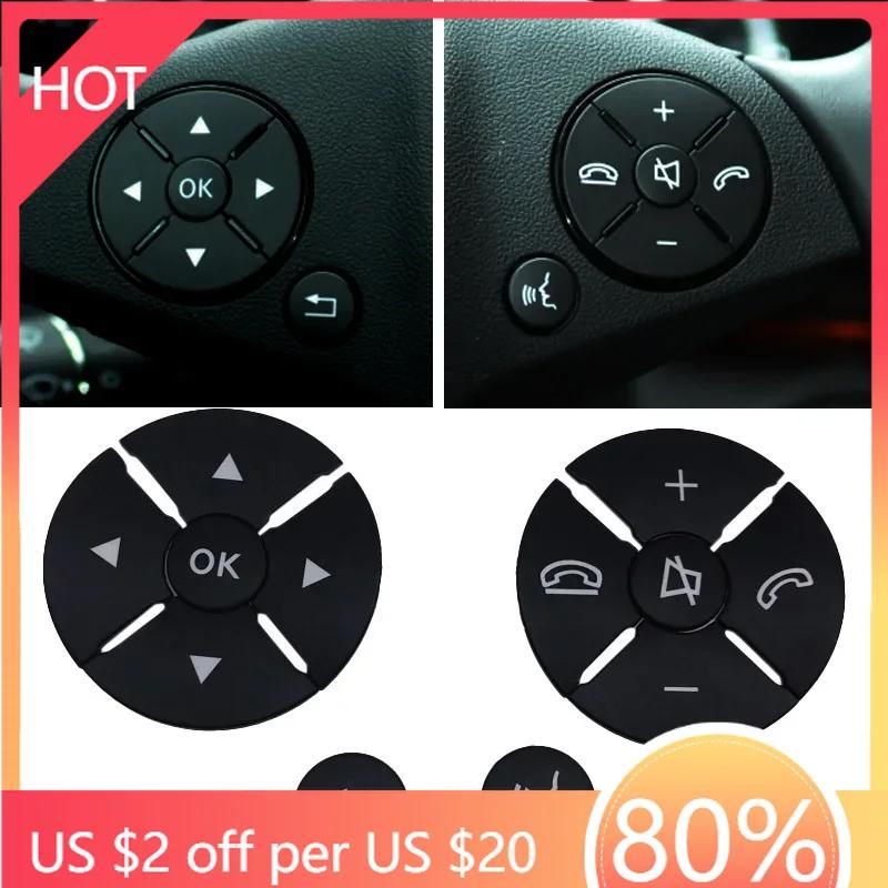 2025 Hot Racing Grills Black Interior Steering Wheel Button Switch Trim Cover Sticker For Mercedes Benz C E S  GLK Class W204 W2