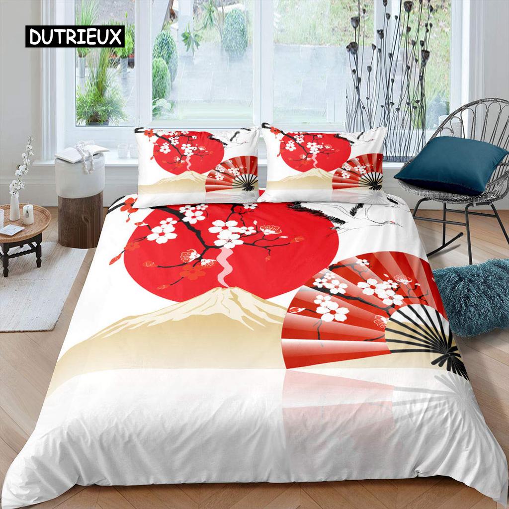 Набор пододеяльников в японском стиле для девочек, полиэстеровое крепление, пододеяльник Fuji, пододеяльник с цветком вишни, чернилами, ручная роспись