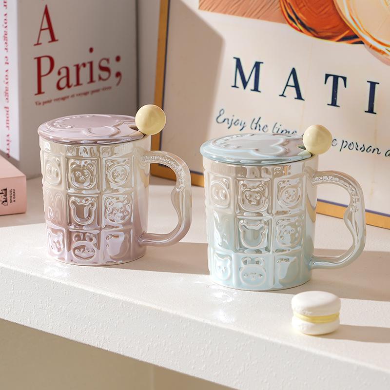 Ветряная керамическая чашка с крышкой Высокая ценность Дом Офис Пара Чашка для воды Подарочная коробка Подарок Высокий смысл