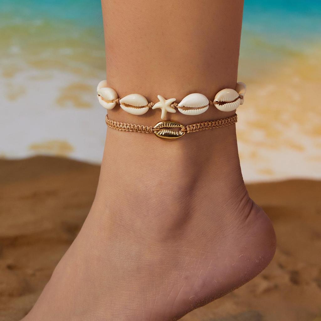 Trendy European & American Pearl Starfish Anklet Bracelet - Beaded Fashion Jewelry Beach Gift for Women