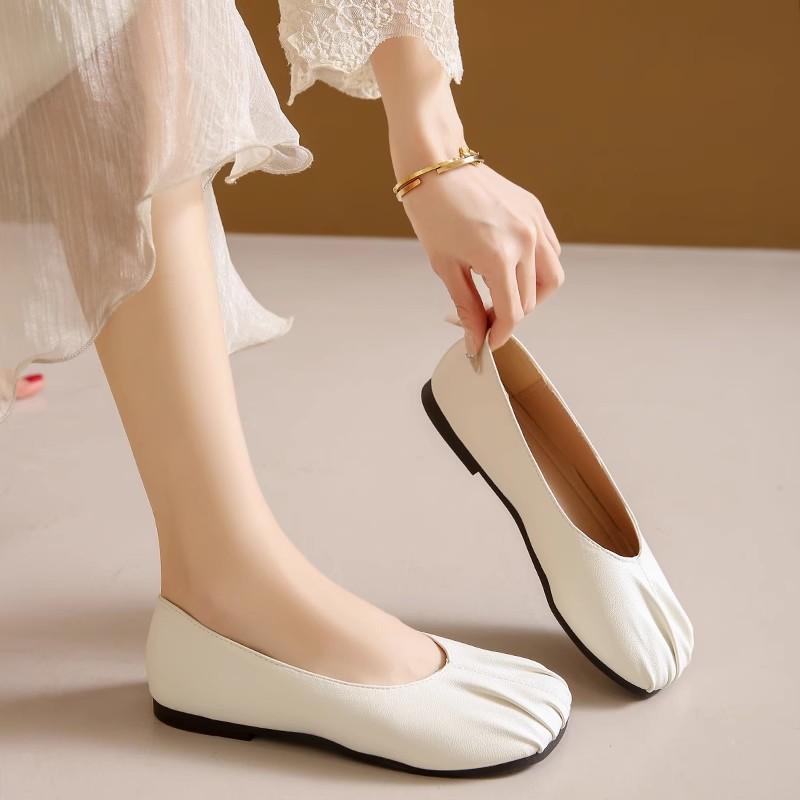 С юбкой одинарные туфли женские весенние мягкая подошва 2025 ранняя весна не устают ноги модные плоские женские шапочки туфли одна педаль
