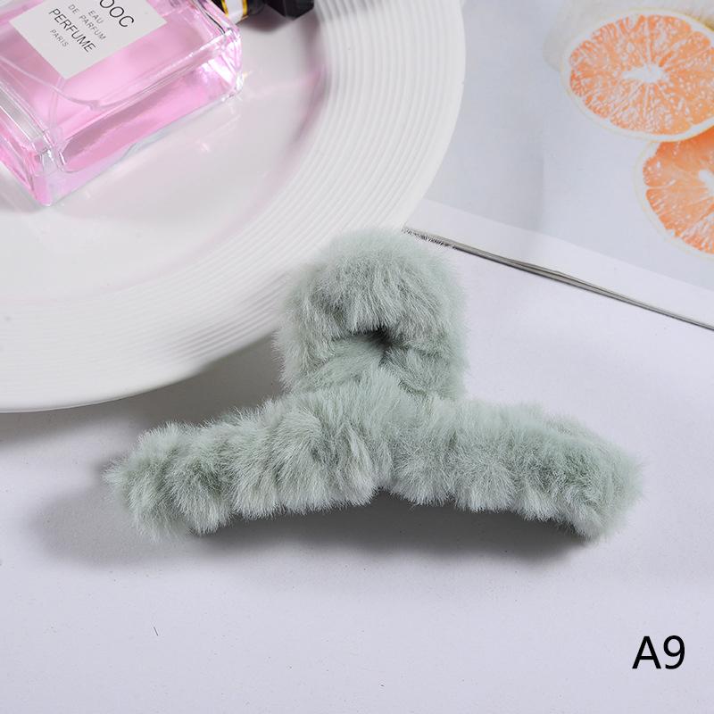 Женский коготь для волос, плюшевый зажим, милый корейский осенне-зимний однотонный, элегантный, акриловый, пушистый