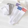 Ladies' Spring and Autumn Simple Striped Straight Bar School Windbreaker Cotton Socks