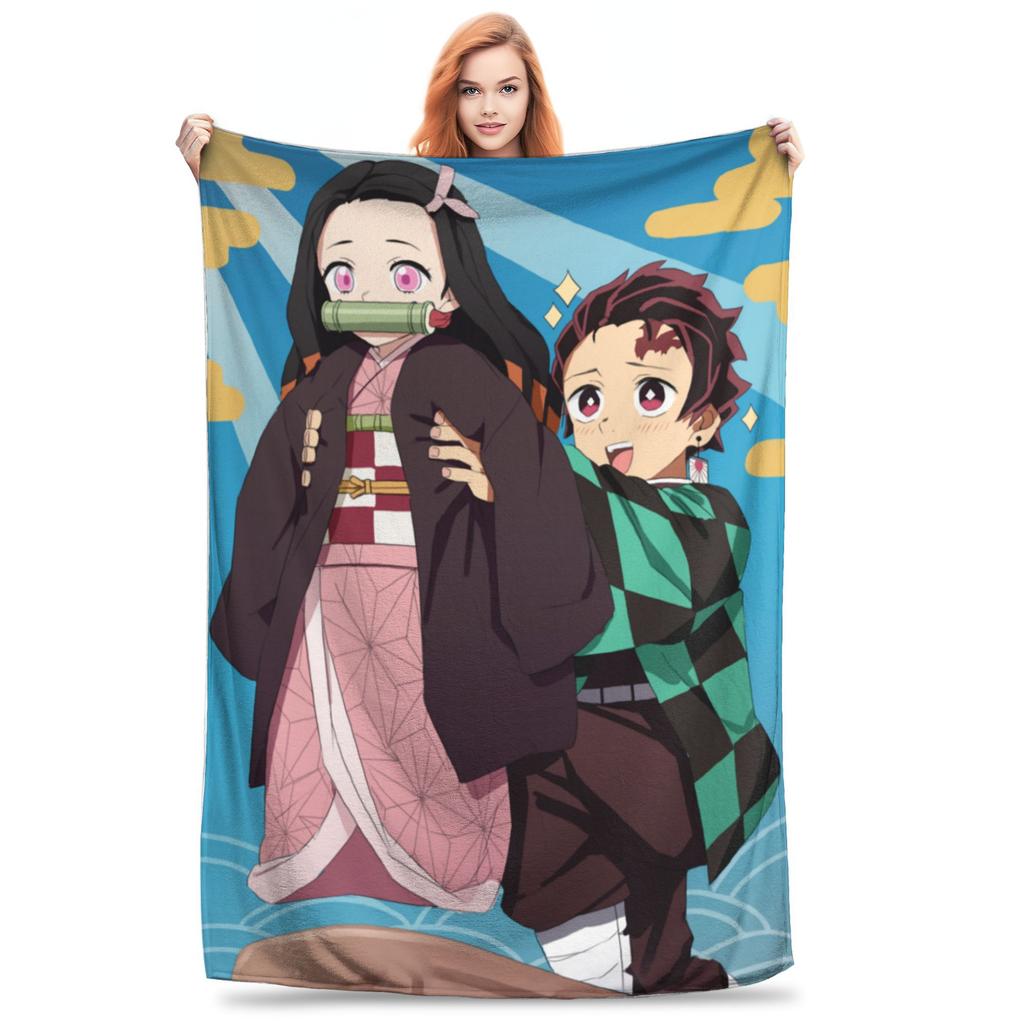 Иноске Клинок Рассекающий Демонов Одеяло Бархатное Весна Осень Многофункциональное Теплое Плед для Дома Улицы Одеяло