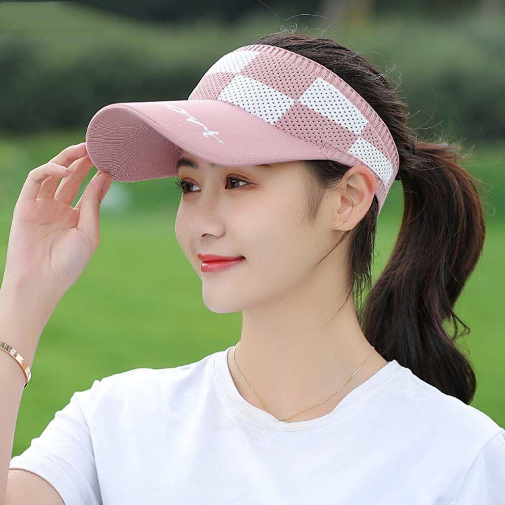 Summer Knitted Hat Sun Visor Letter Hollow Beach Cap Sun Hat Baseball Cap Empty Top Hat Sun Cap