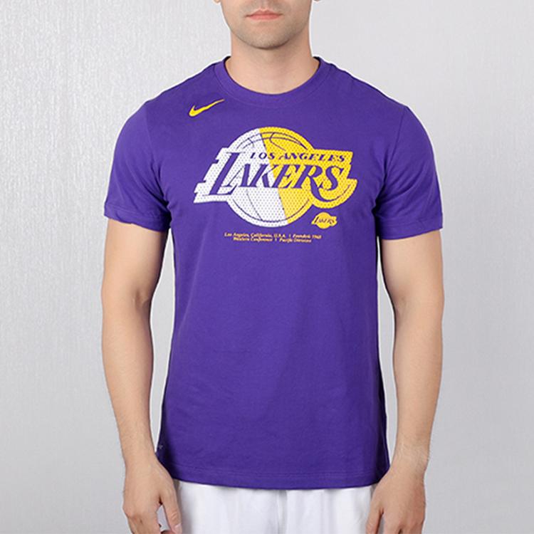 Nike T Shirts Men's Purple Crew Neck Moderate Straight Fit AT0422-547