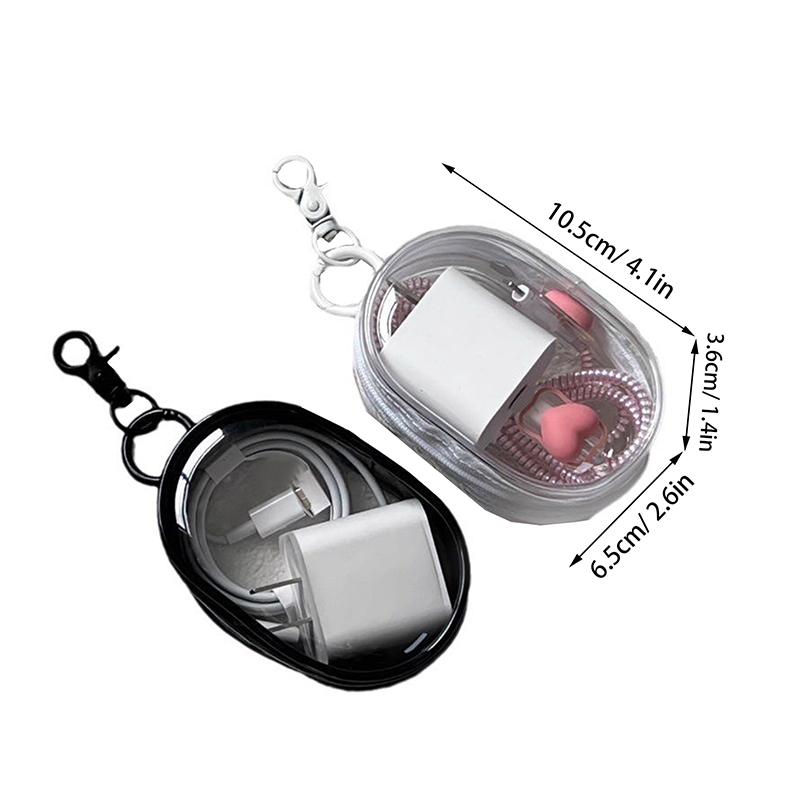 Прозрачная сумка для хранения, брелок для ключей, дорожный портативный кабель для передачи данных, наушники, многофункциональная петля для ключей, мини-сумка для кукол