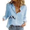 Women Fashion Long Sleeve Cotton Linen Shirt Summer&autumn Loose Print Top Ladies Casual Button-up Blouses
