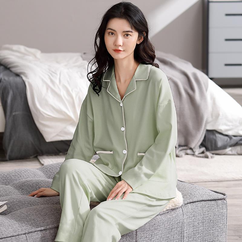 Women's Cotton Pajamas: Loose Fit Long Sleeve, Spring/Autumn Thin Style, Wear Indoors or Out