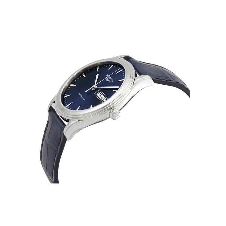 Longines Flagship Series Quartz Movement 30m Water Resistant Dual Date Display Watch 38.5mm Blue Dial Crocodile Leather Strap L4.899.4.92.2