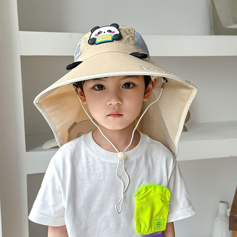 Children's Hat Summer Cartoon Sun Protection Sun Hat Face Protection UV Mesh Breathable Boy and Girl Shawl Hat