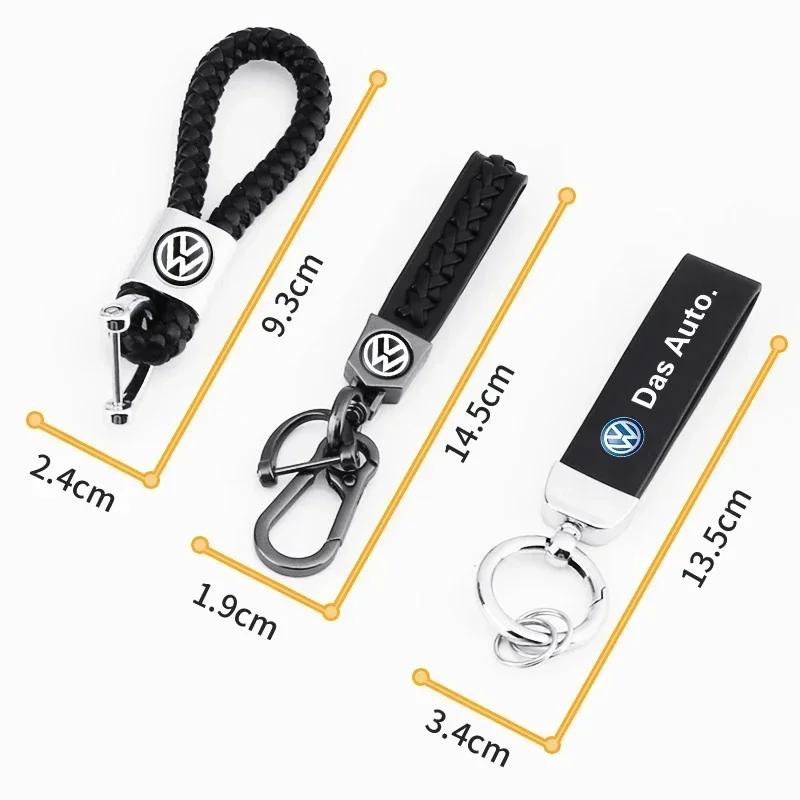 For Volkswagen VW Metal Leather Car Keychain Key Ring Badge Accessories For Volkswagen Golf-5 6 7 MK6 Jetta Lavida Polo Tiguan P