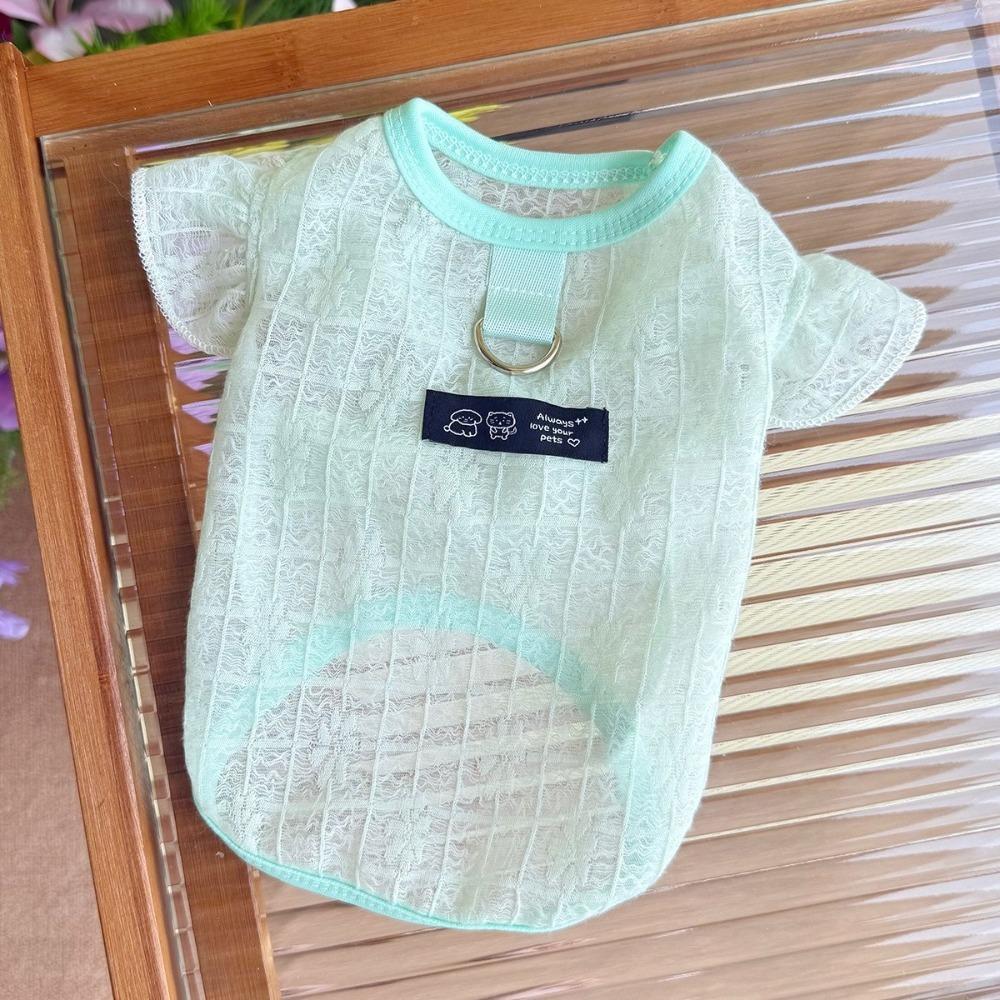 Airy Fabric Pet Cooling Vest Fly Sleeve Summer Dog Clothes Cute Dog Sunscreen Shirt Sun Protection