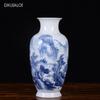 Китайский стиль классическая Цзиндэчжэнь сине-белая глазурь среднего цвета пейзажная ваза украшение для дома коллекционные украшения