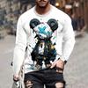 2025 Cool Bear Printed Long Sleeve Tops Animal Men's Tops Handsome Loose Casual Long Sleeve Tops Peplum Long Sleeve Clothing