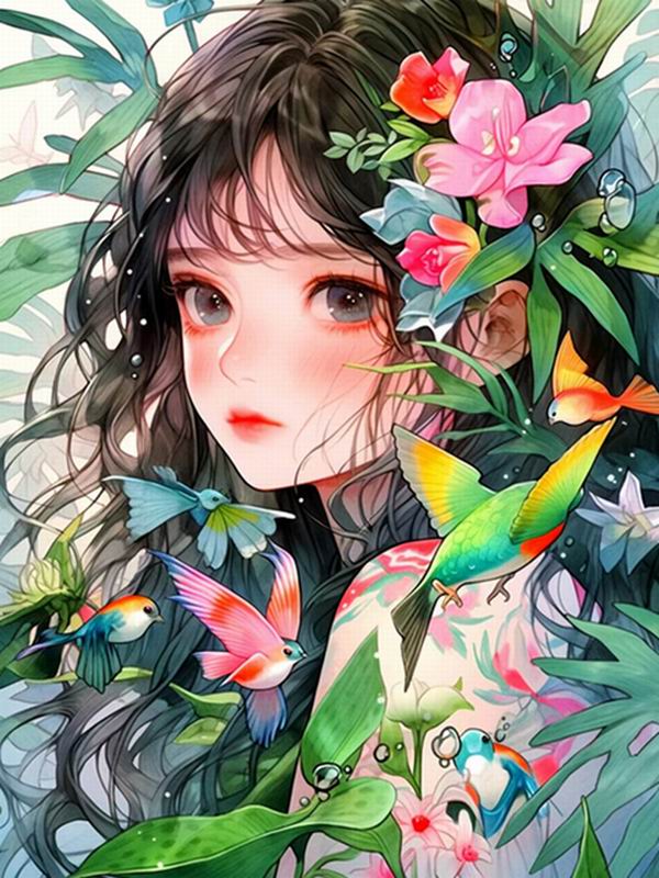 Алмазная картина с изображением девушки из мультфильма, новые поступления, Diy, полная квадратная круглая дрель, стразы, вышивка, цветы и птицы, мозаика, наборы для вышивки крестом, декор стен