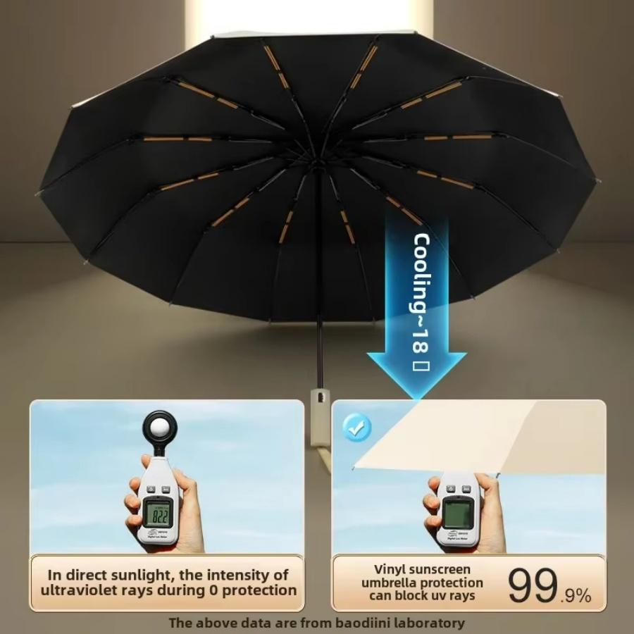 Ветрозащитный Большой Зонт Мужской, 106см Большой Однотонный Автоматический Зонт Прочный, 24 Спицы, Солнце-Дождь Складной Зонт Простой Стиль