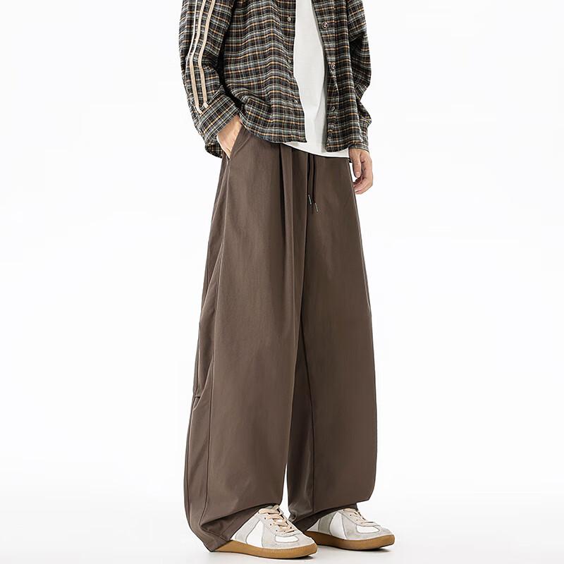 MMOPTOP Men's Japanese Style Loose Fit Curved Workwear Pants