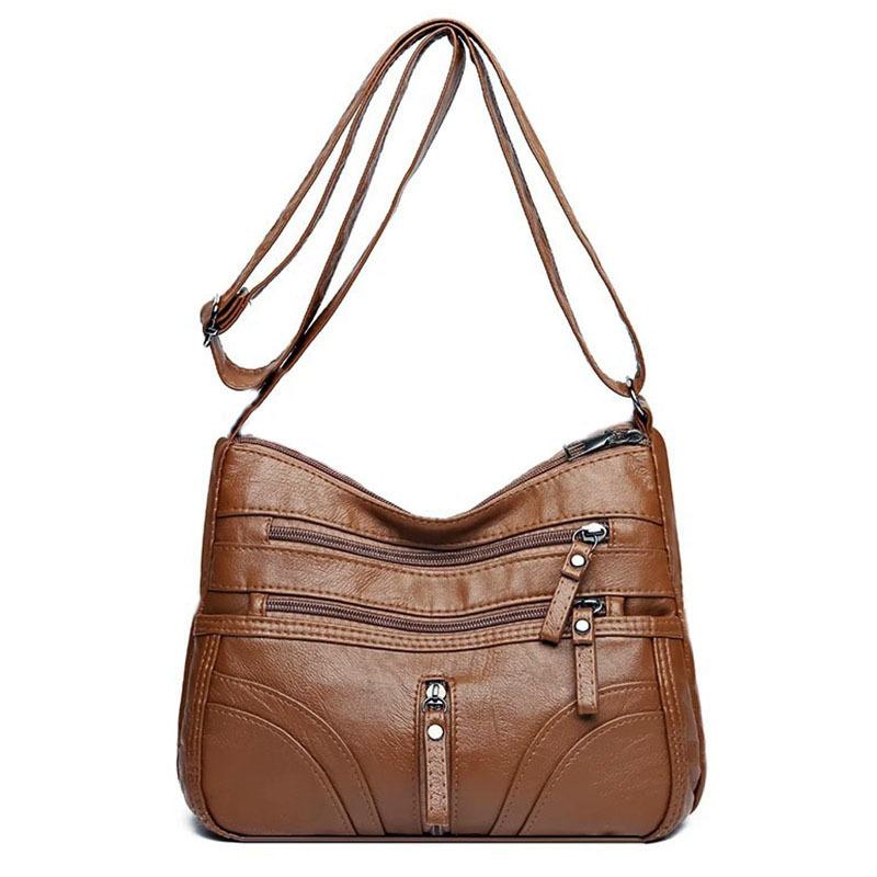 Женская сумка с несколькими карманами, большая вместительная маленькая квадратная сумка из искусственной кожи, сумка через плечо для матери среднего возраста, сумка через плечо