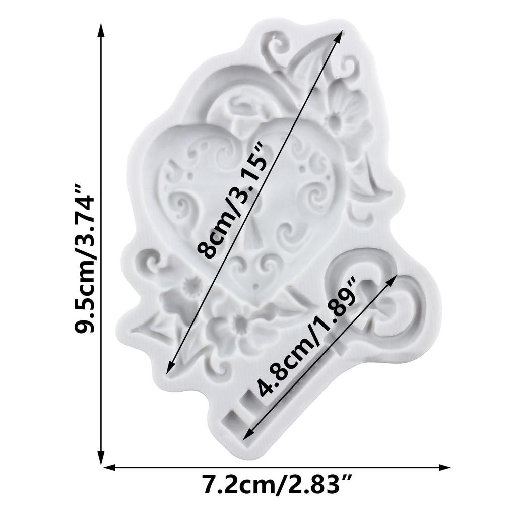 Vintage Key Silicone Molds Heart Lock Keyhole Fondant Mold Cake Decorating Tools Cupcake Topper Candy Chocolate Gumpaste Mold
