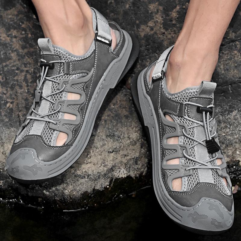 Модная повседневная мужская обувь рыбака Мужские быстросохнущие сандалии Дышащая сетка Пляжные балетки Летняя обувь для ходьбы Быстрые мужские удобные сандалии