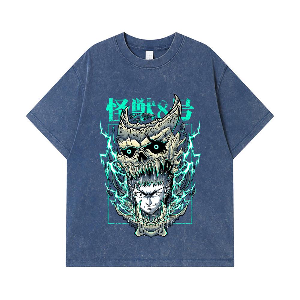 275 GSM Washed T-shirts 100% Cotton Kaiju No 8 V19 Kafka Print Unisex Heavy Cotton T Shirt
