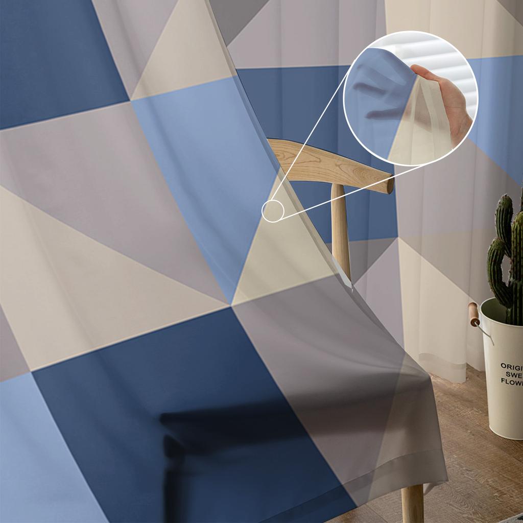 Геометрические треугольные тюлевые шторы для гостиной, прозрачные шторы для спальни, кухонные оконные шторы