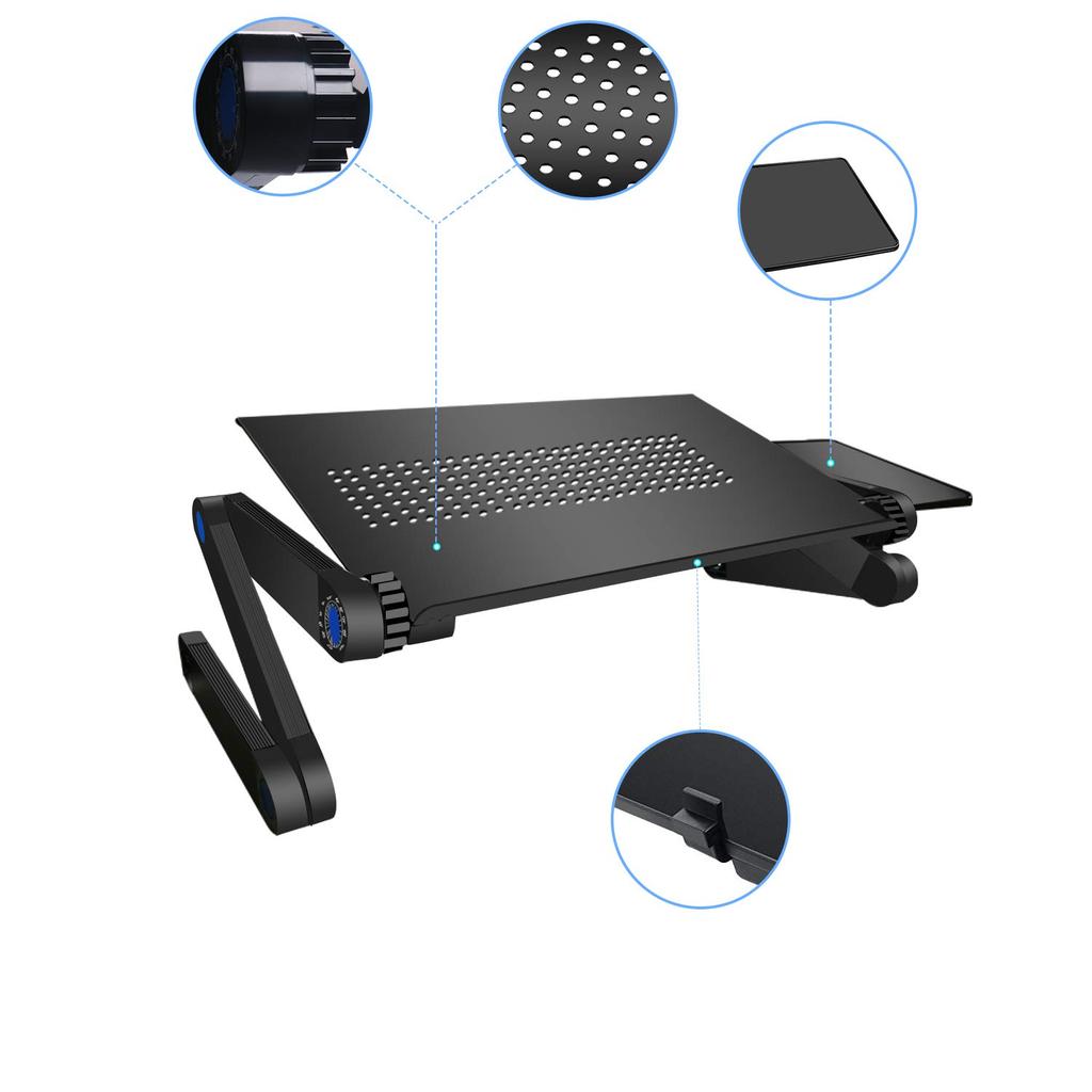 Подставка для ноутбука, Подставка для ПК, Компьютерный стол, Регулируемая по высоте, Регулируемая по положению, Складная, Алюминиевая подставка для компьютера (черный)