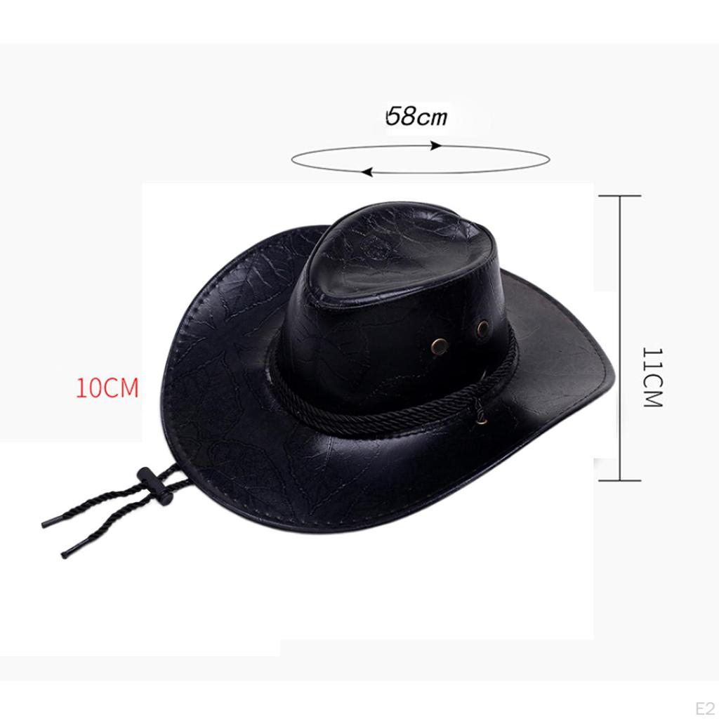 Ковбойская шляпа Cowgirl Регулируемый ремешок на подбородке Модные прочные шляпы из искусственной кожи Джазовые кепки