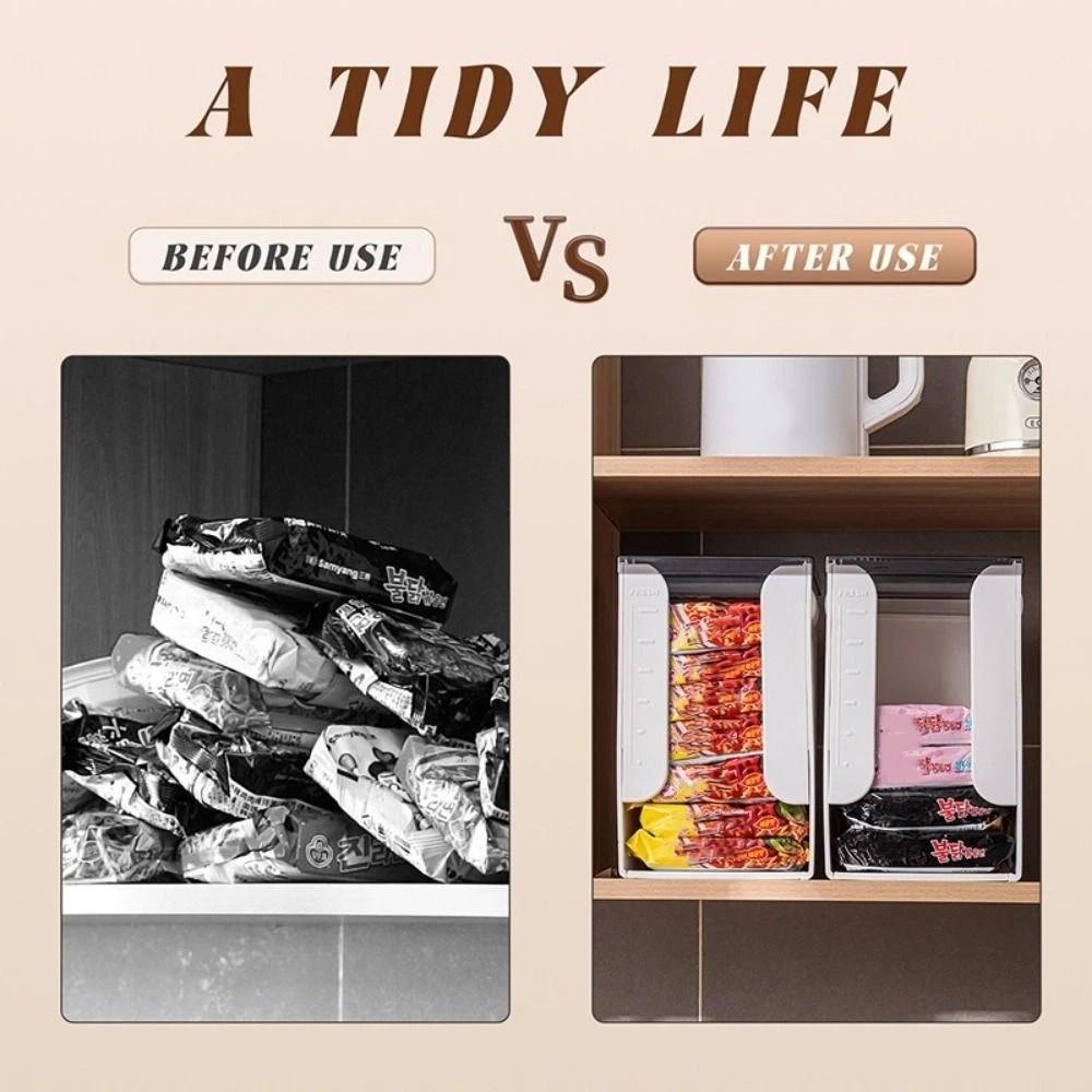 Large Capacity Instant Noodles Storage Box Plastic Folding Korea Ramen Storage Box Rectangular Space Saving