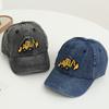 Детская шляпа унисекс, джинсовая бейсболка в стиле ретро, ​​мультяшная экскаваторная вышивка с длинными полями, защита от солнца, уличная шляпа от солнца
