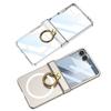 Подходит для мобильного телефона со складным экраном Samsung Zflip7, Модный чехол с вращающимся валом, Полностью закрывающий корпус с кольцом для пальца, Беспроводной, Матовый защитный чехол-скин