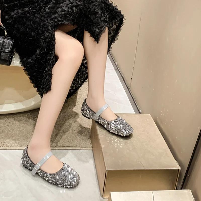 Блестящие туфли на плоской подошве женские туфли класса люкс на лето 2024 года дизайнерские элегантные туфли брендовые удобные туфли на мягкой подошве женские