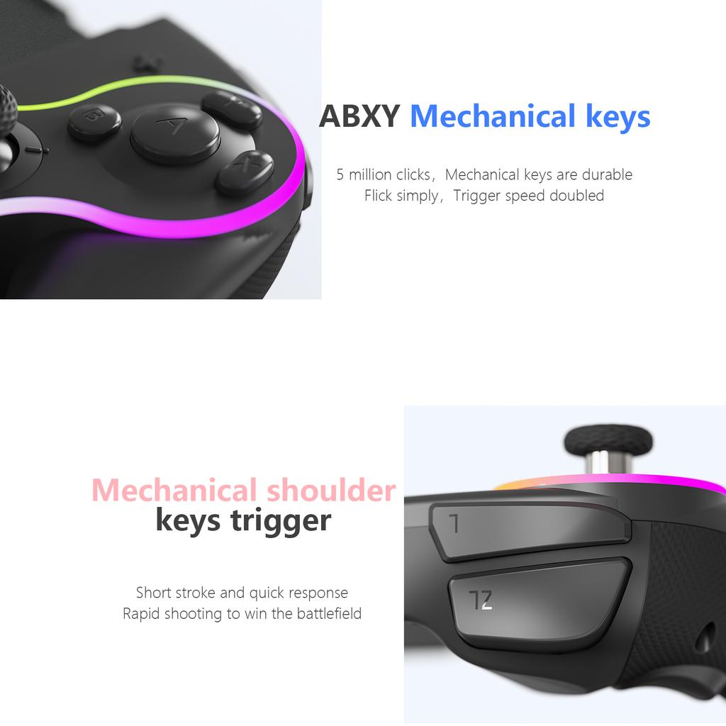 LinYuvo KS63 RGB Wireless Controller Gamepad for Switch & Switch OLED, Retro GameCube Turbo Gaming Pad with Back Button