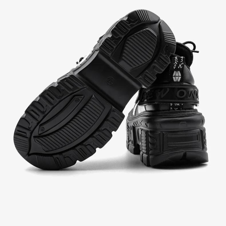 Woman Sneakers New Punk Style Women Shoes Gothic Ankle Rock Boots Lace-up Heel Height Platform Shoes Woman Metal Decor