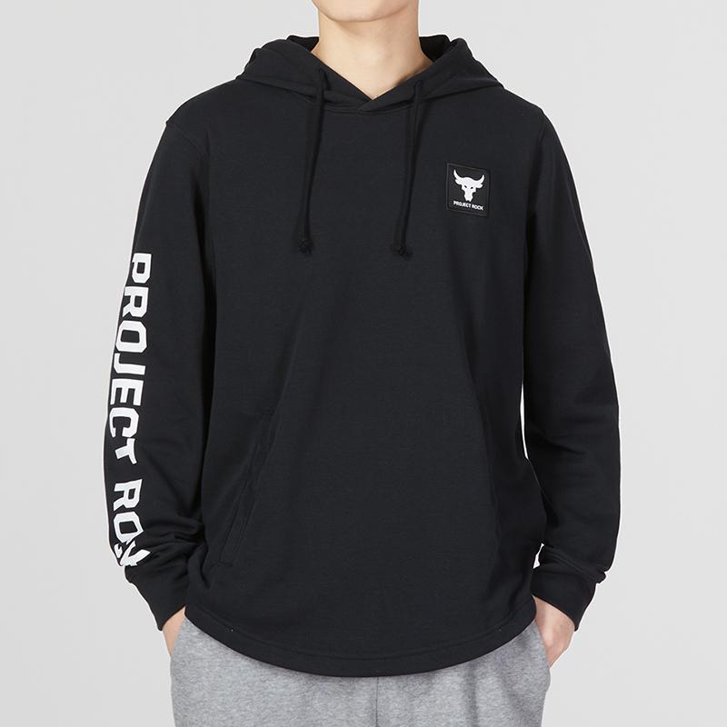 Under Armour Мужская худи Project Rock из махровой ткани, черная, 1377428-001