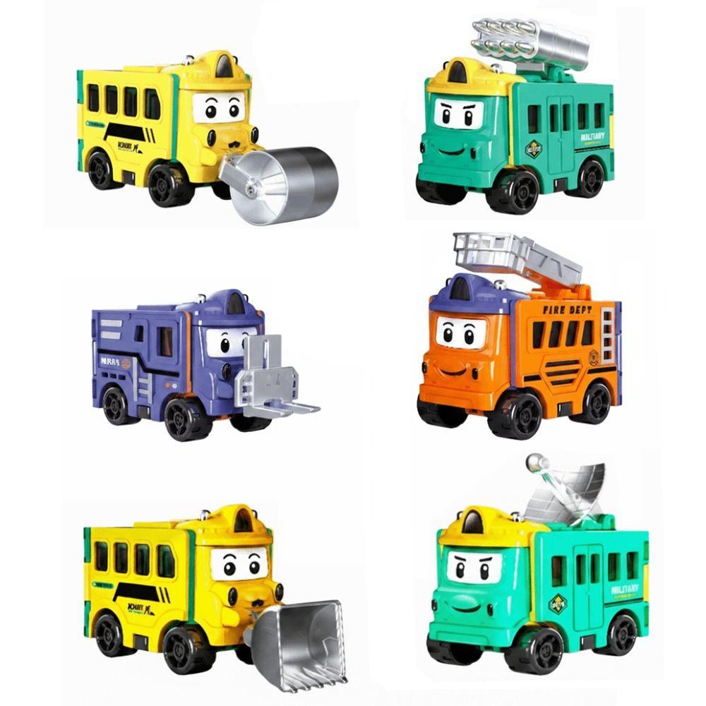 Pull Back Inertia Engineering Vehicle Double-Sided Pull Back Trucks Transformable Car Toy Kids