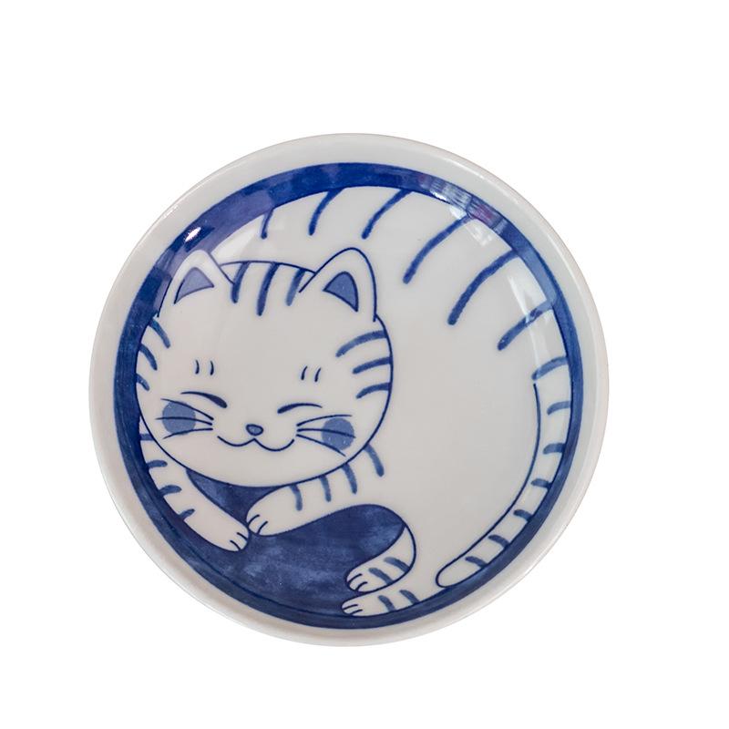 Мультяшная кошка керамическая тарелка для закусок - Милая тарелка для уксуса и приправ для дома