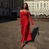 Autumn and Winter Women's Fashion Elegant Halter Long Sleeve Waist A-line Long Dress