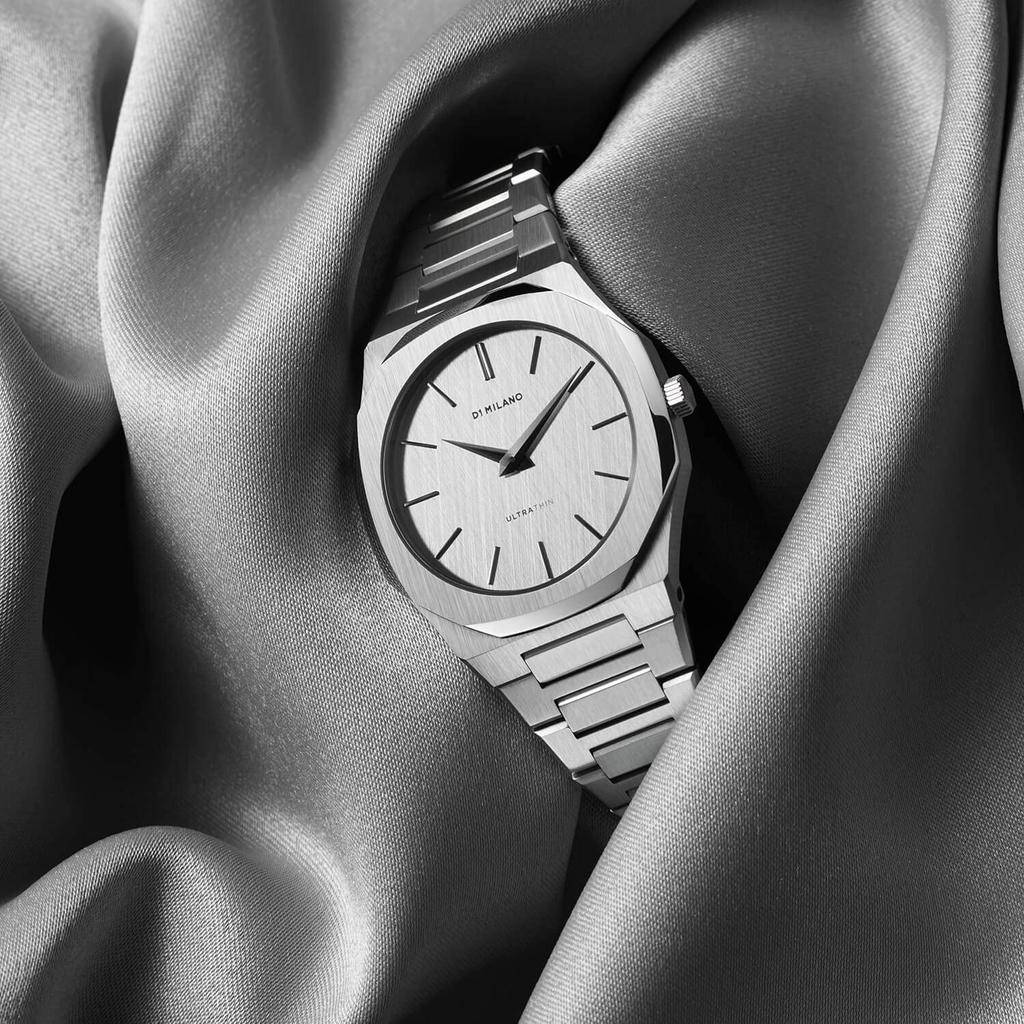 Авторизованный дистрибьютор D1 Milano Watch UTBJ23 Ультратонкий льняной ремень 40 мм из нержавеющей стали, серебристый [D1 MILANO] Мужской [ULTRA THIN]