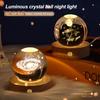 Faux Crystal Ball Light Calming Cosmic Night Light Clear Lighted Stellar Spheres with Wooden Base for Bedside Table Desk